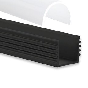 Zwarte LED profiel inclusief half ronde afdekking 16,8mm x 20,84mm - 05.2ZWART