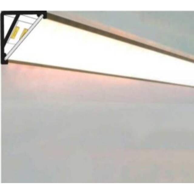 Zwart LED hoekprofiel met afdekking 16,5mm x 16,5mm - C12ZWART