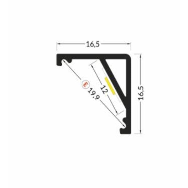 Luksus LED profielen LED hoekprofiel inclusief afdekking 16,5mm x 16,5mm - C12ALU