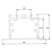 Aluminium LED profiel met afdekking 2 meter 62mm x 36mm - PN20