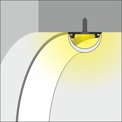 Zwart buigbaar LED profiel inclusief half ronde opaal klikafdekking 20mm x 3,3mm - F12ZWART