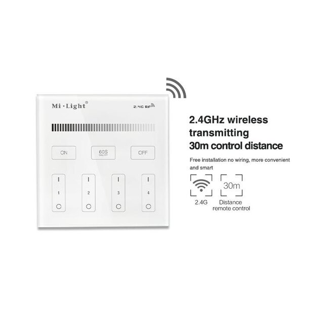 LED wanddimmer voor enkel kleurige LED – Draadloos