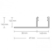 LED gips profiel inclusief afdekking  47mm x 14,50mm - GIPS100