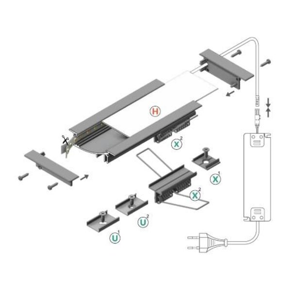 Luksus LED profielen Wit LED inbouw wandprofiel inclusief opaal afdekking 53mm x 13,5mm - F8WIT