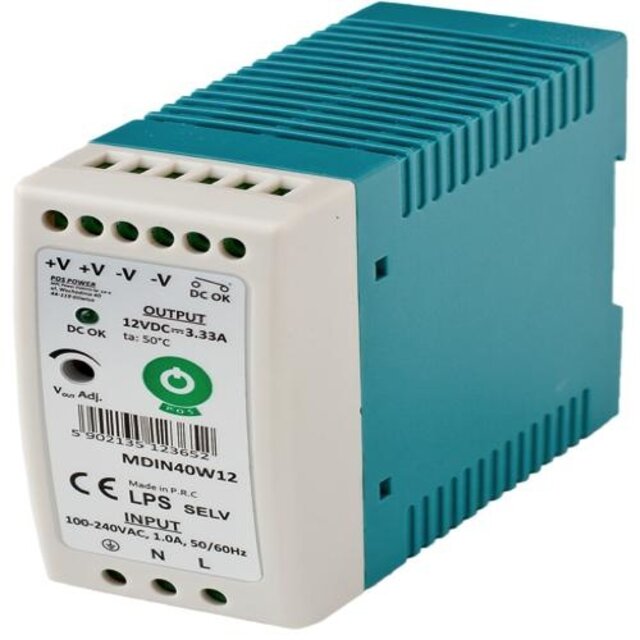 DIN Rail LED voeding 40 watt 24 volt 1,70 Ampère – IP20