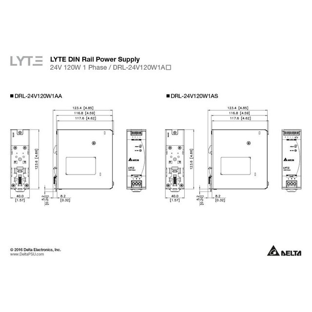 DIN Rail LED voeding 120 watt 24 volt 5 Ampère – IP20 - DRL-24V120W1EN