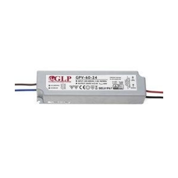 GLP LED voeding  LED voeding 60W 24VDC 2,5A CV – Waterdicht IP67 – GLP GPV-60-24