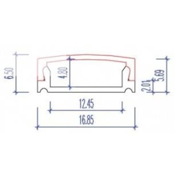 Luksus LED profielen LED profiel inclusief opaal klikafdekking 16,85mm x 6,5mm - 15ALU