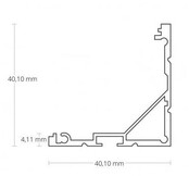 LED hoekprofiel inclusief halfronde afdekking 40mm x 40mm - 19ALU