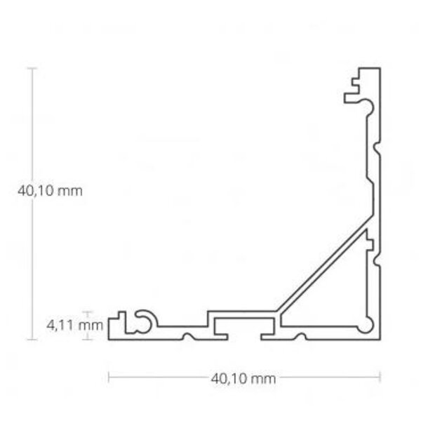 Luksus LED profielen LED hoekprofiel inclusief halfronde afdekking 40mm x 40mm - 19ALU