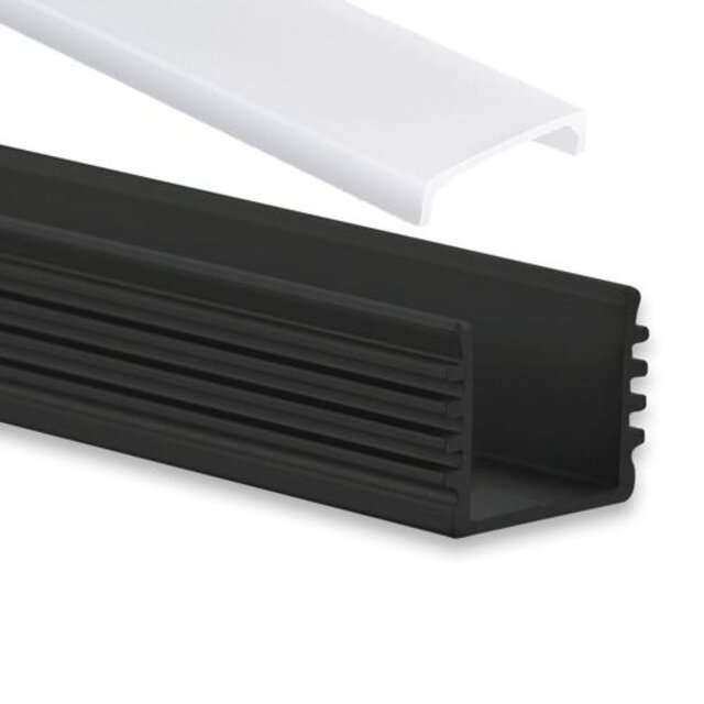Zwart LED profiel inclusief klikafdekking 16,8mm x 13,01mm - 05.1ZWART