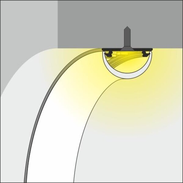 Luksus LED profielen Wit Buigbaar LED profiel inclusief half ronde opaal klikafdekking 20mm x 3,3mm - F12WIT