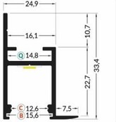 LED strip plafond profiel inclusief afdekking 55mm x 23mm - FRAME14ALU