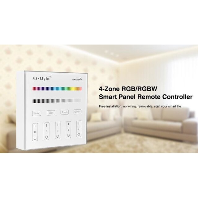 RGBW LED wanddimmer – Draadloos - 4 zones - Miboxer B4