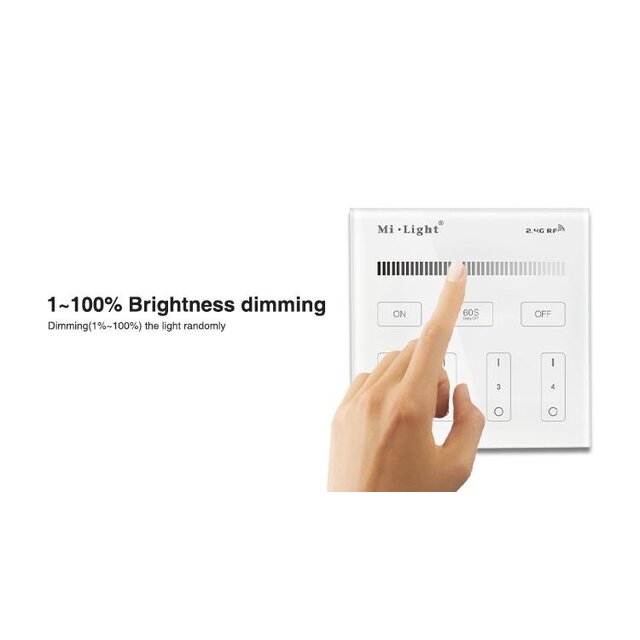 Draadloze dimmer set - Enkel kleurige LED wanddimmer + enkel kleurige controller PRO