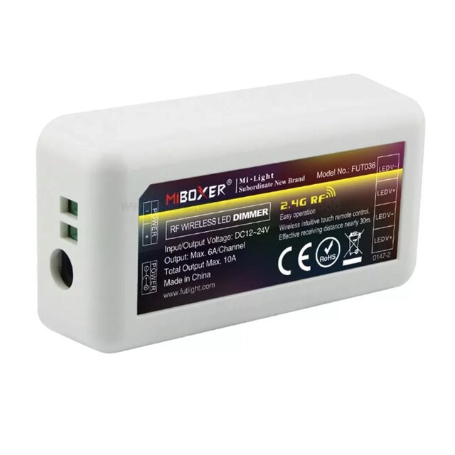 Draadloze dimmer set - Enkel kleurige LED wanddimmer + enkel kleurige controller PRO