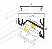 Zwart LED hoekprofiel 24mm x 19,4mm - C21ZWART