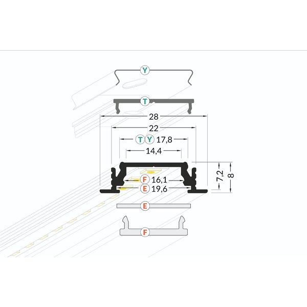 Luksus LED profielen Wit LED inbouw profiel 24mm x 8mm - 09INBOUW-WIT