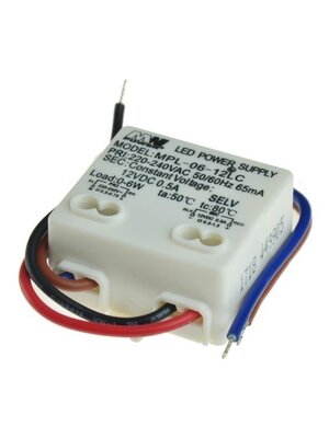 LED voeding 12v 6w 0,5 Ampère - IP20