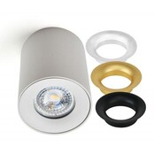 Opbouwspot wit Ø 80 / 100mm – GU10 – inclusief 3 kleuren binnenringen 1903WIT TRIO