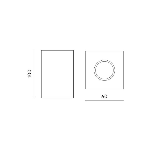 Opbouwspot vierkant zwart Ø 60 x 100mm – GU10 – 1812ZWART vierkant