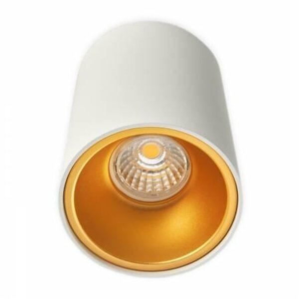 Luksus - LED lampen Opbouwspot rond wit met goud Ø 97 x 140mm – GU10 – 1811WITGOUD KIVI