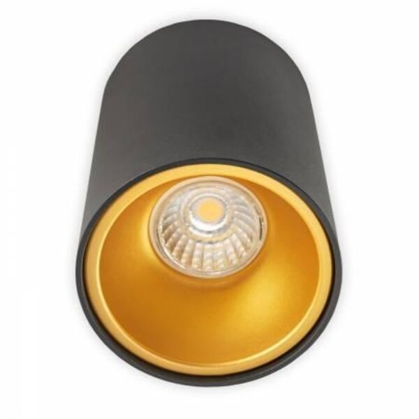 Luksus - LED lampen Opbouwspot rond zwart met goud Ø 97 x 140mm – GU10 – 1811ZWARTGOUD KIVI