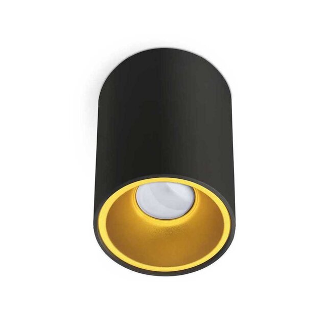 Opbouwspot rond zwart met goud Ø 97 x 140mm – GU10 – 1811ZWARTGOUD KIVI