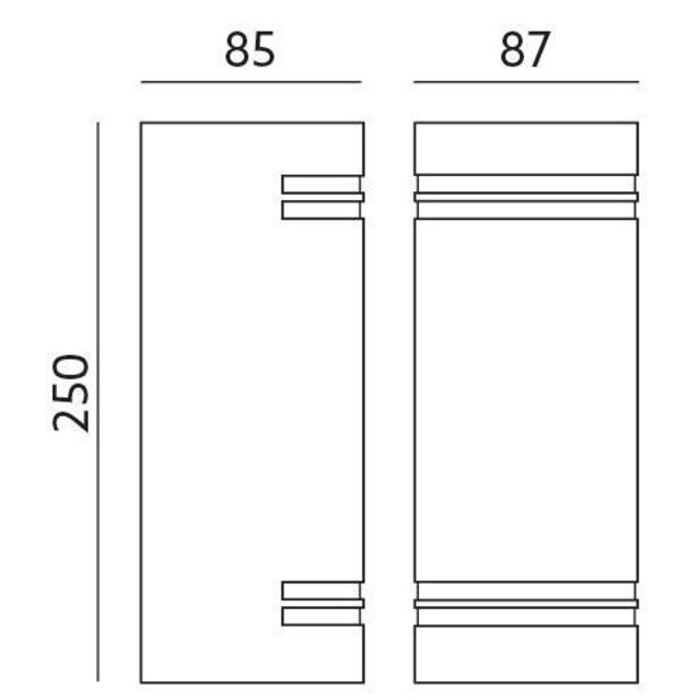 Waterdichte LED updown wandlamp voor buiten – zwart 85 x 250mm – GU10 – QUAZAR7 ZWART