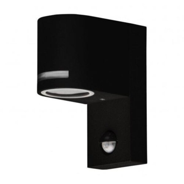 Luksus - LED lampen WaterdichteLED wandlamp voor buiten – half rond – met bewegingssensor – zwart 165 x 100mm – GU10 – QUAZAR13 ZWART