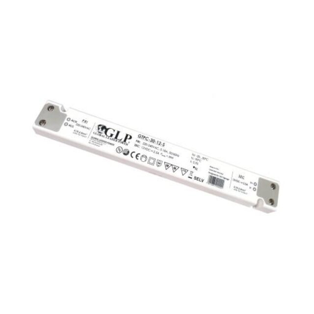 LED voeding 30 watt 12 volt 2,5 Ampère – IP20 – compact