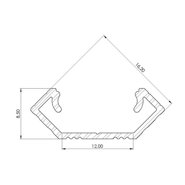 Luksus LED profielen LED hoekprofiel inclusief afdekking 14mm x 8,5mm - C28ALU