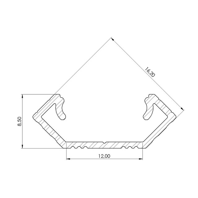 LED hoekprofiel inclusief klikafdekking 14mm x 8,5mm - C28ALU