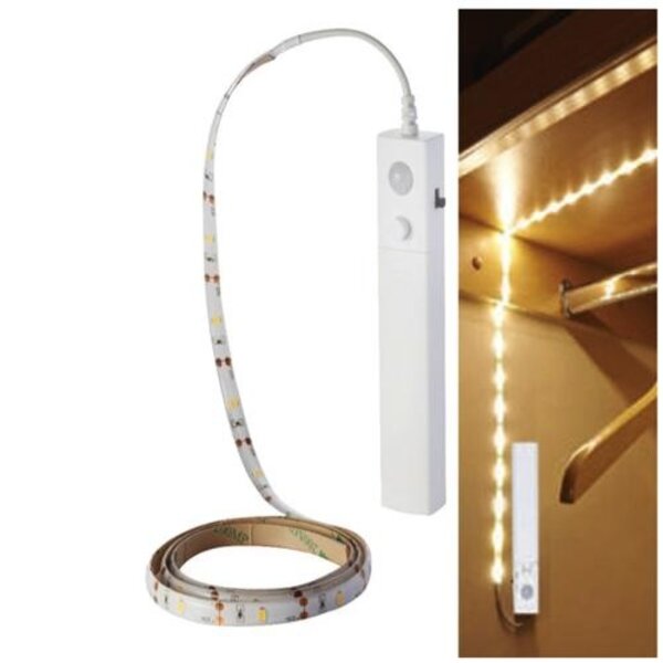 Luksus LED strips LED strip op batterij 1 meter / 100 cm - warm wit – 3000k – inclusief bewegingssensor