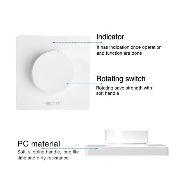 Draadloze AC TRIAC LED wanddimmer – Draadloze Fase afsnijding wanddimmer – Miboxer K1