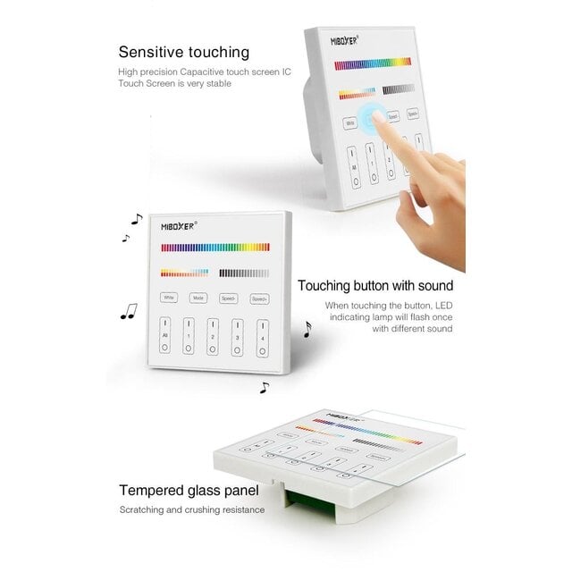 DMX RGBCCT LED wanddimmer – DMX 512 en Draadloos MIBOXER – X5