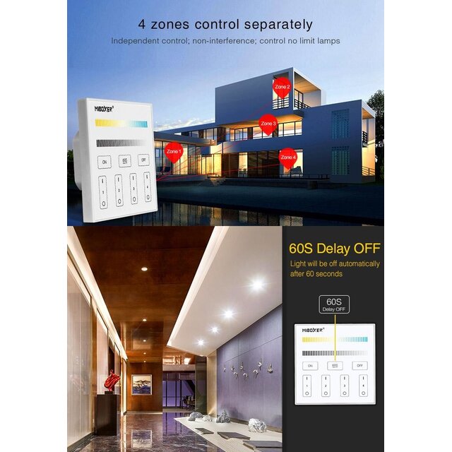 DMX Dual white CCT LED wanddimmer – Draadloos MIBOXER – X2