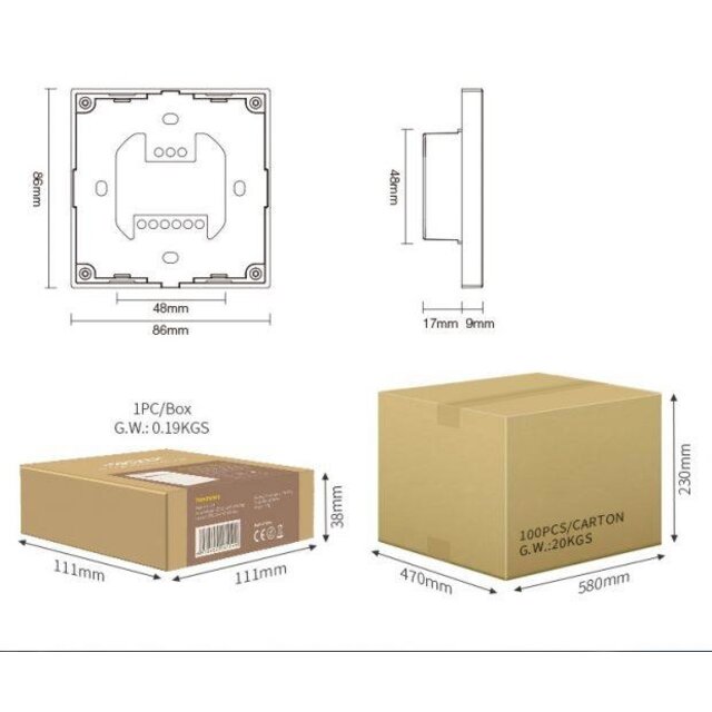 DMX Dual white CCT LED wanddimmer – Draadloos MIBOXER – X2
