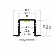 Zwart LED inbouw profiel met klikafdekking 18,80 mm x 12,00 mm – 03.1ZWART