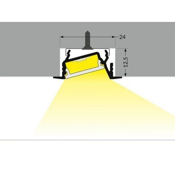 Luksus LED profielen Zwart diagonaal inbouw LED profiel 30 mm x 12.7 mm - C22ZWART