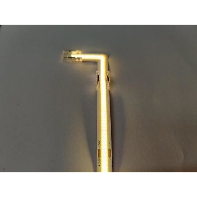 COB LED Strip - 90 graden transparante hoek connector T.B.V. - 2700K extra warm witte LED Strips - ip20