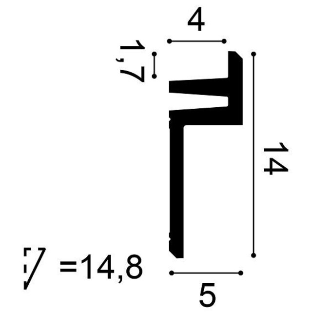 LED sierlijst 2 meter – C382WIT – 14 x 5 CM