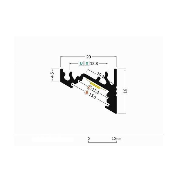 Luksus LED profielen LED hoekprofiel 12,6mm 24 mm x 19,4 mm - C14ALU