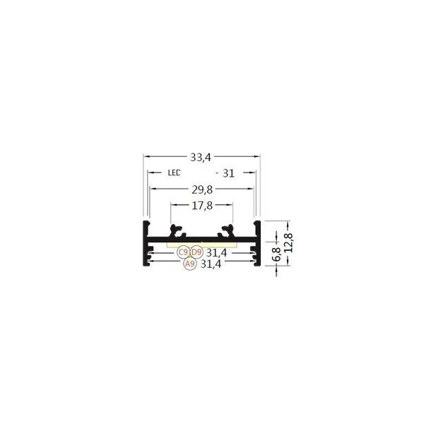 Luksus LED profielen Wit LED XL profiel inclusief afdekking 33,4mm x 12,8mm - XL10WIT