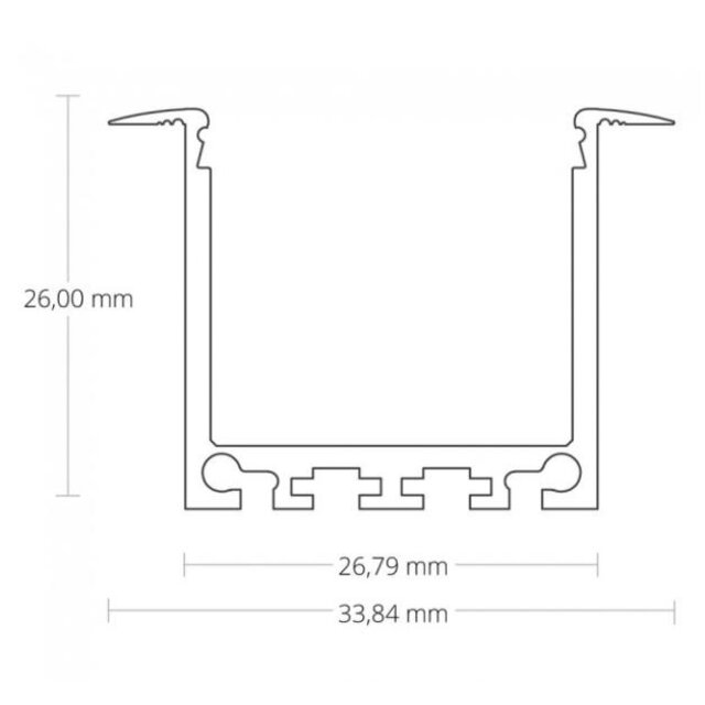 Wit LED XL inbouw profiel inclusief opaal klikafdekking 26,79mm x 36,22mm - XL07WIT