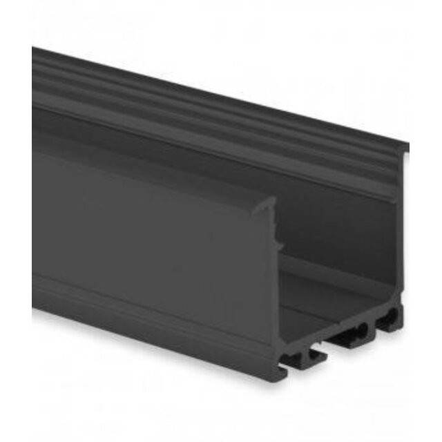 Zwarte LED XL inbouw profiel inclusief opaal klikafdekking 26,79mm x 36,22mm - XL07ZWART