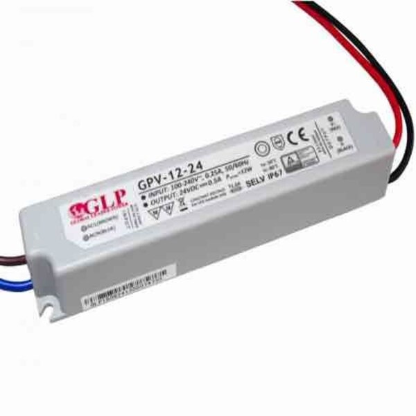 GLP LED voeding  LED voeding 12W 24VDC 0.5A CV – Waterdicht IP67 – GLP GPV-12-24