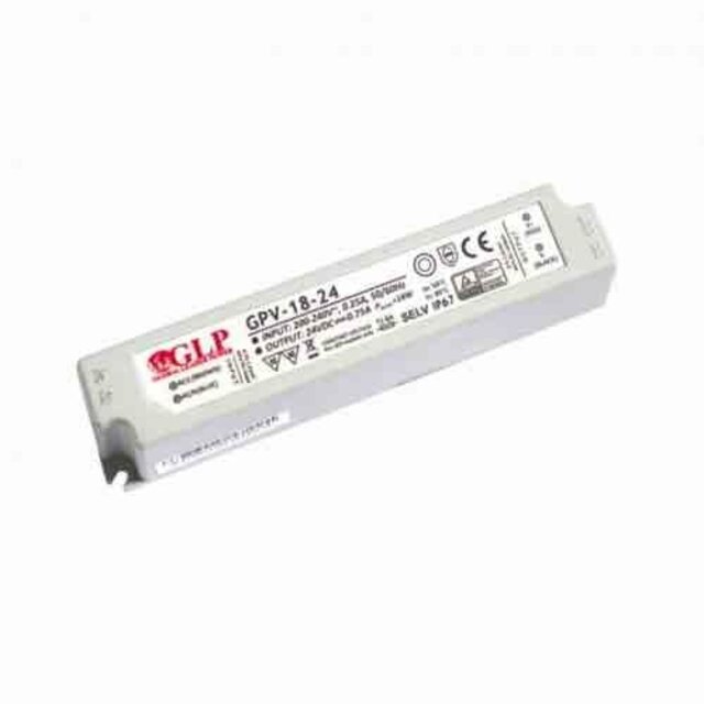 LED voeding 18W 24VDC 0,75A CV – Waterdicht IP67 – GLP GPV-18-24