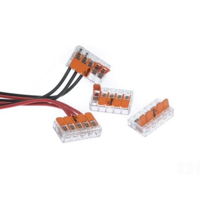 WAGO 221-415 LED strip Lasklem voor 5 kabels - 5 draads - kabel splitter - WAGO