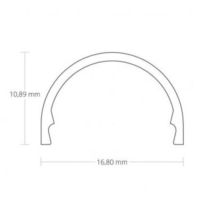 LED profiel half rond inclusief afdekking 16,85mm x 12,92mm - 16ALU
